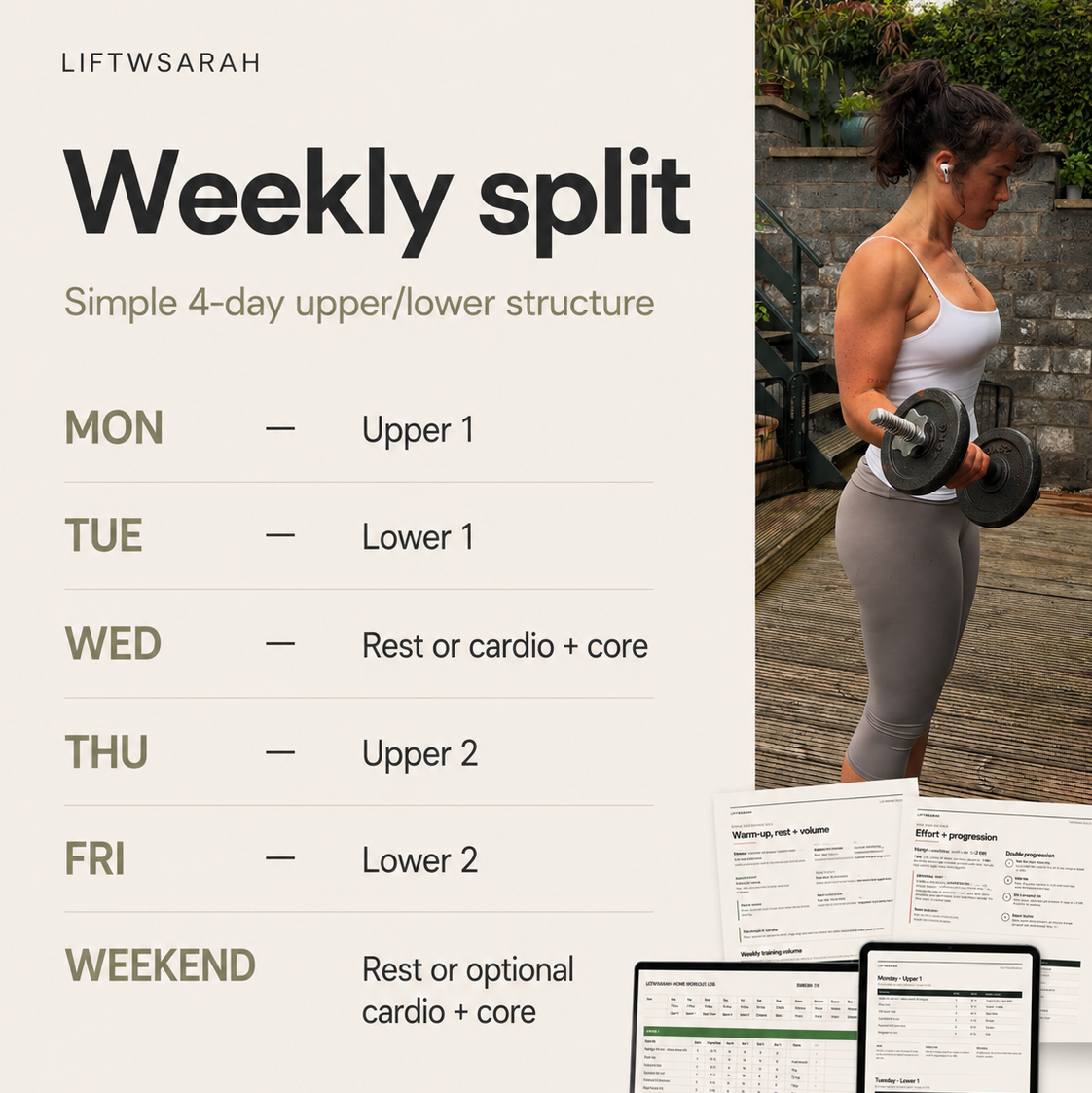 12 Week Home Workout Routine - 4 Day Split